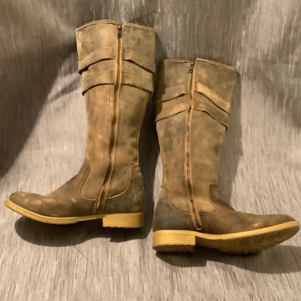 Bed Stu Women's Distressed Beige Leather Grunge Moto Biker Tall Boots Sz 8 - Picture 8 of 11